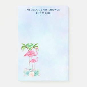 Pink Flamingo Momma & Baby with Palm Trees Post-it Notes