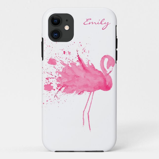 Pink Flamingo Monogram Case-Mate iPhone Case (Back)