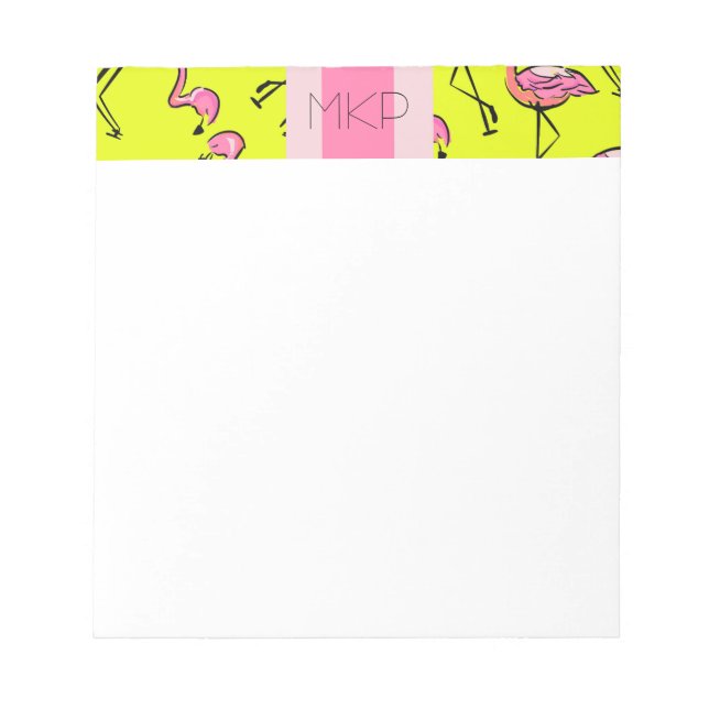 Pink Flamingo Monogram Note Pad (Front)