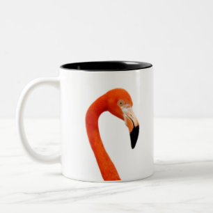 Pink Flamingo & Monogram Two-Tone Coffee Mug