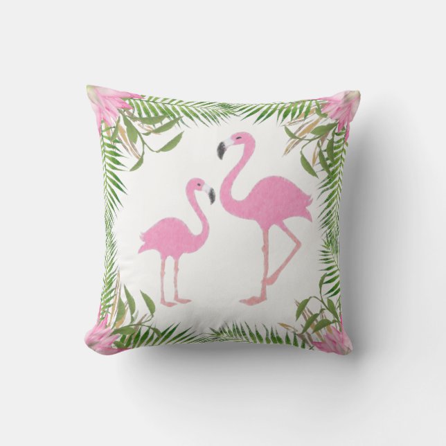 Pink Flamingo Mum and Baby Cushion (Front)