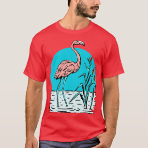Pink Flamingo Nature Illustration Gift T-Shirt