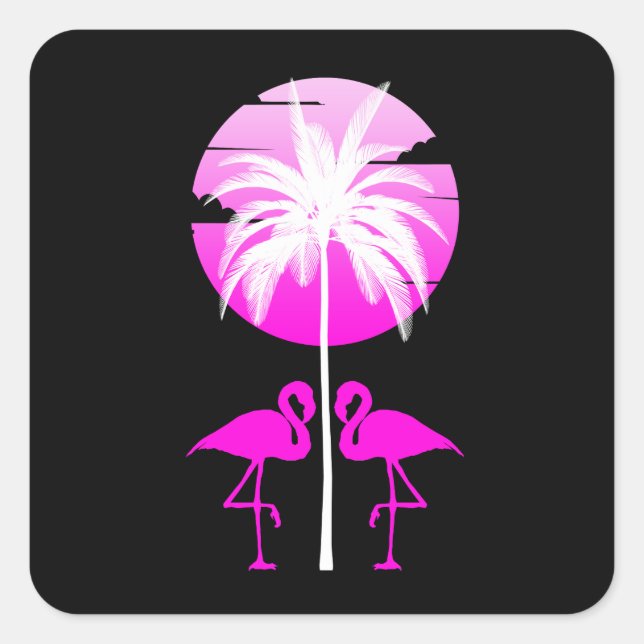 Pink Flamingo Nature Square Sticker (Front)