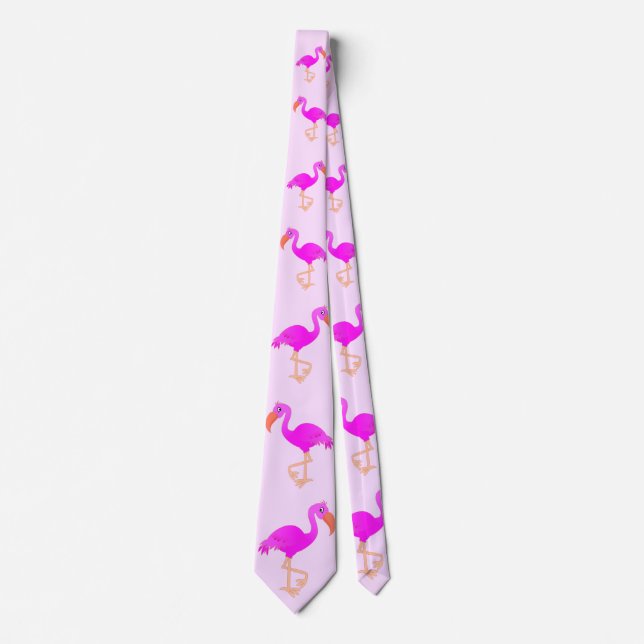 Pink Flamingo Neck Tie Happy Party (Front)