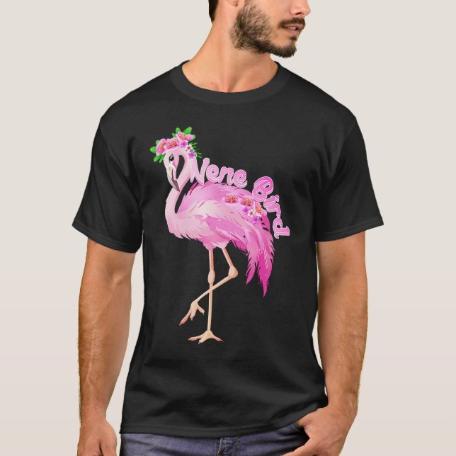 Pink Flamingo Nene Bird Christmas  Matching Family T-Shirt (Front)