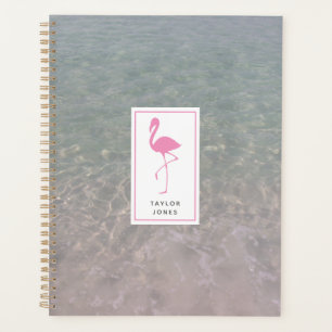 Pink Flamingo Ocean Water Personalised Planner