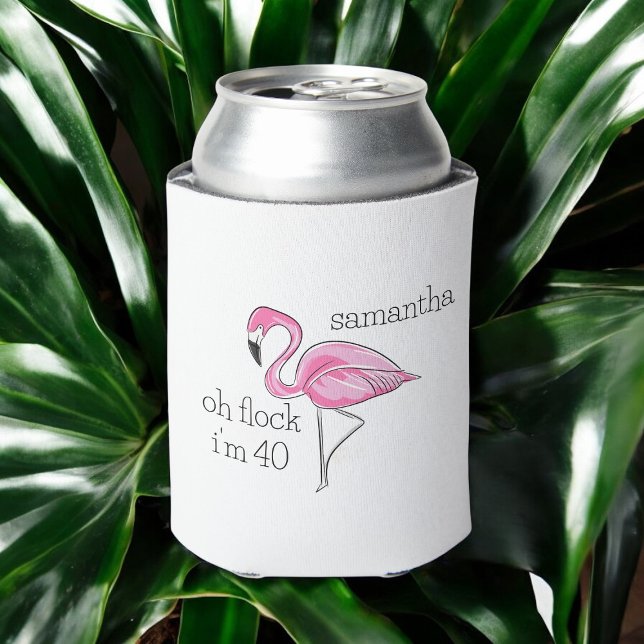 Pink Flamingo Oh Flock I'm 30 Birthday Custom Can Cooler (Creator Uploaded)