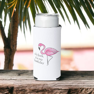 Pink Flamingo Oh Flock It's My Birthday Preppy Seltzer Can Cooler