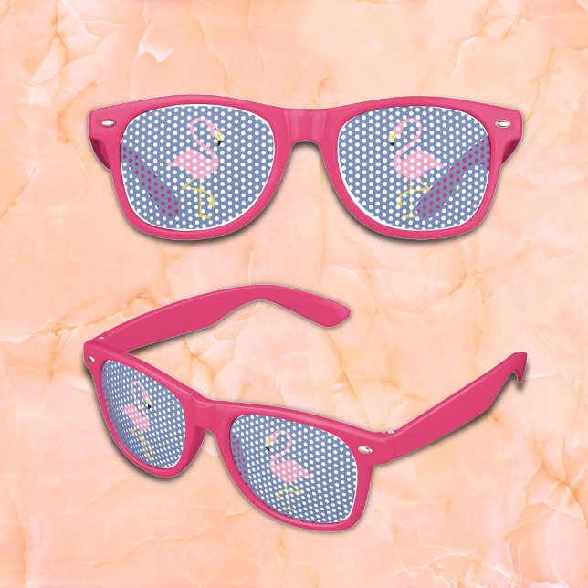 Pink Flamingo on Blue Background Retro Sunglasses (Creator Uploaded)