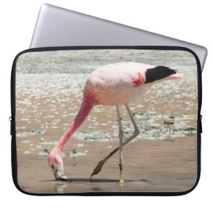 PINK FLAMINGO ON BODY OF WATER LAPTOP SLEEVE