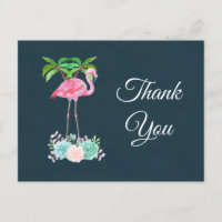 Pink Flamingo Palm trees and Succulents Thank You
