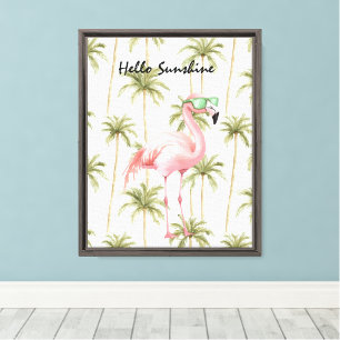 Pink Flamingo Palm Trees Canvas Print