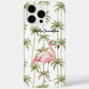 Pink Flamingo Palm Trees iPhone 16 Pro Max Case