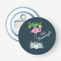 Pink Flamingo & Palm trees Let's Flamingle