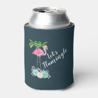 Pink Flamingo & Palm trees Let's Flamingle