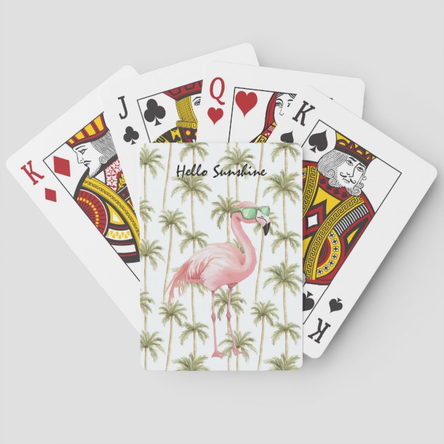 Pink Flamingo Palm Trees Playing Cards (Back)