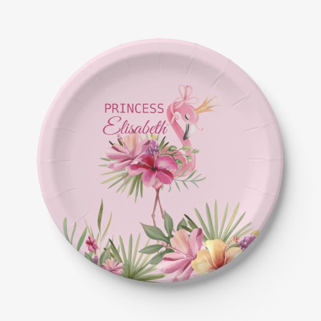 Pink Flamingo Paper Plate (Front)
