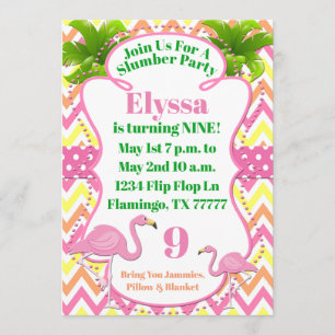 Pink Flamingo Party or Slumber Party Invite