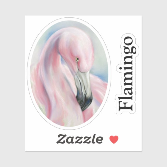 Pink Flamingo Pastel Art Custom Text (Sheet)