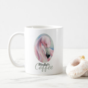 Pink Flamingo Pastel Art Personalised Coffee Mug