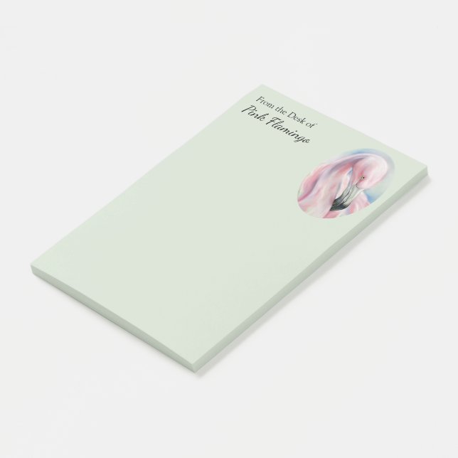 Pink Flamingo Pastel Art Personalised Post-it Notes (Angled)