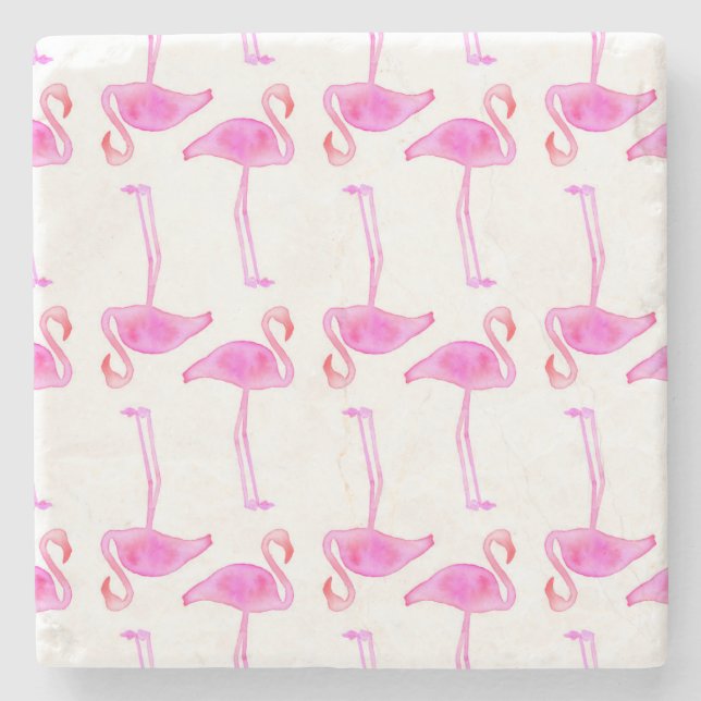 Pink Flamingo Pattern 2 Stone Coaster (Front)