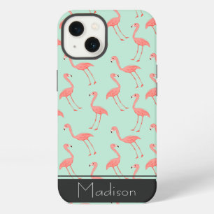 Pink Flamingo Pattern Add Your Name iPhone Case