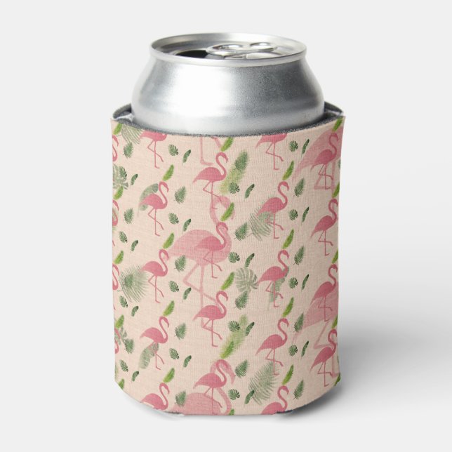 Pink Flamingo Pattern Can Cooler (Can Front)