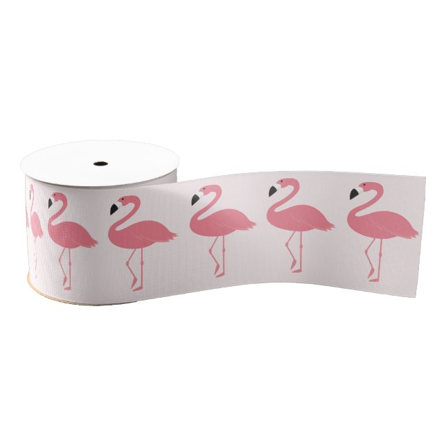 Pink Flamingo Pattern Grosgrain Ribbon (Spool)