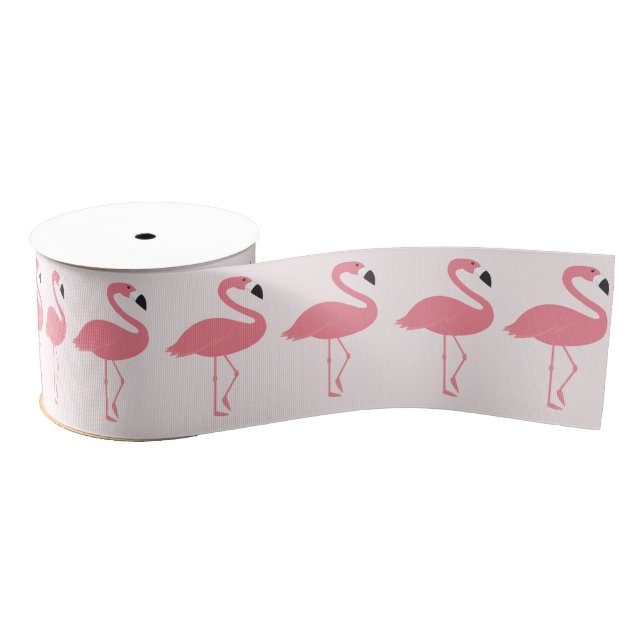 Pink Flamingo Pattern  Grosgrain Ribbon (Spool)