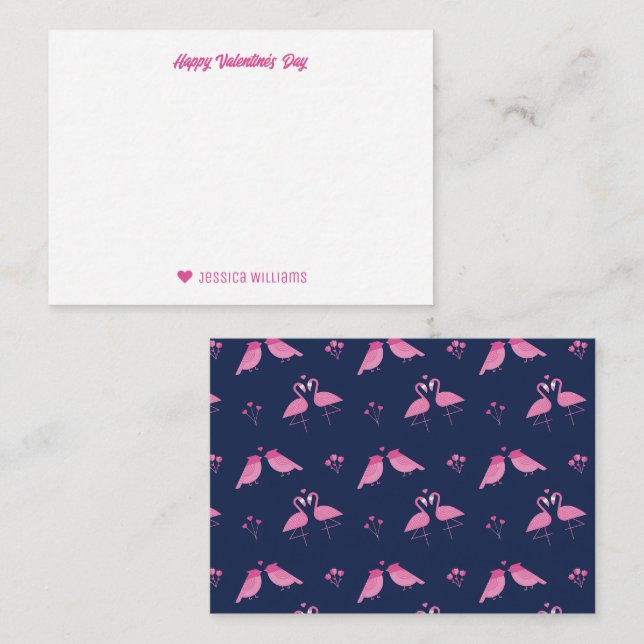 Pink Flamingo Pattern Modern Chic Valentine's Day Card (Front/Back)