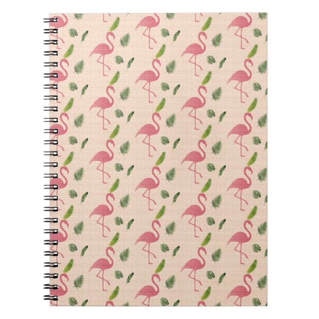 Pink Flamingo Pattern Notebook (Front)