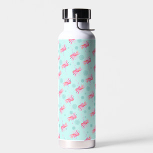 Pink Flamingo Pattern Turquoise Water Bottle