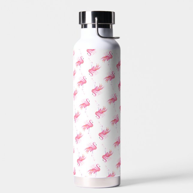 Pink Flamingo Pattern Water Bottle (Left)