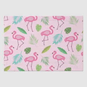 Pink flamingo pattern with tropical leaves   tissue paper