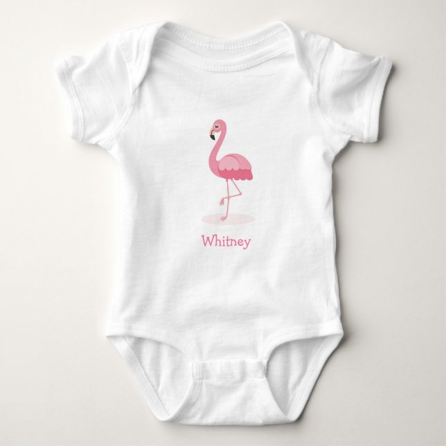 Pink Flamingo Personalised Baby Bodysuit (Front)