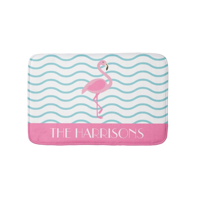 Pink Flamingo Personalised Bath Mat (Front)
