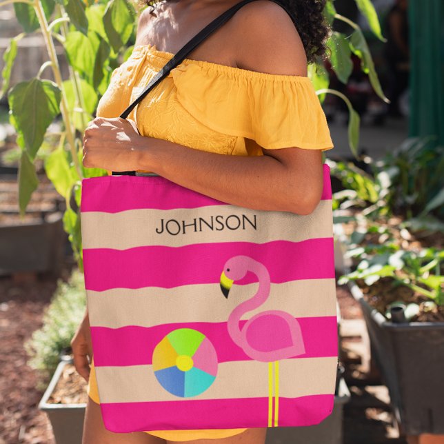 Pink Flamingo Personalised Beach Tote (Creator Uploaded)