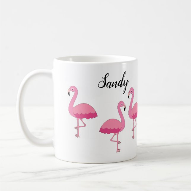 Pink Flamingo Personalised Coffee Mug (Left)