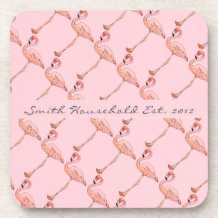 Pink Flamingo Personalised Drink Coasters