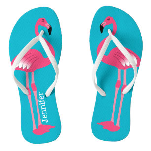 Pink Flamingo Personalised Flip Flops