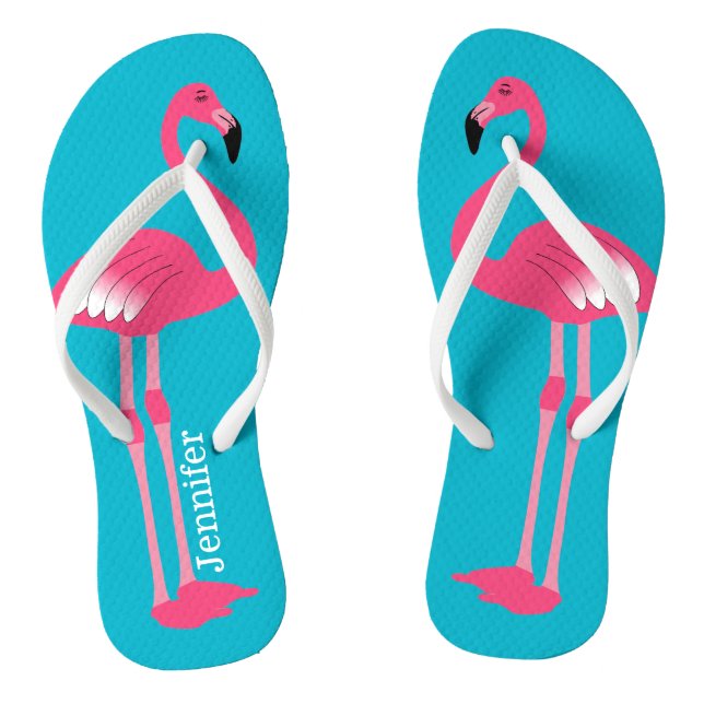 Pink Flamingo Personalised Flip Flops (Footbed)