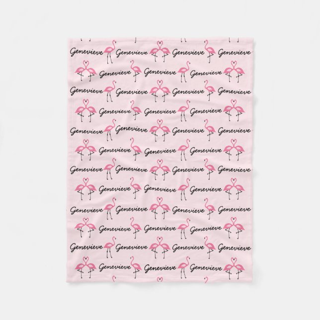Pink Flamingo Personalised Girls Blanket (Front)