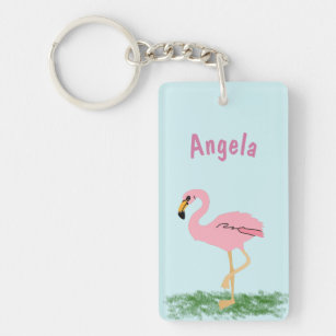 Pink Flamingo Personalised Key Ring