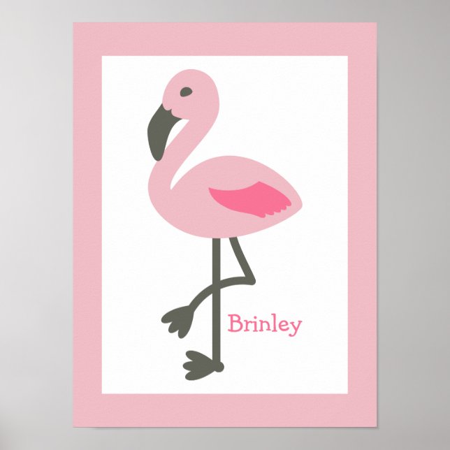 Pink Flamingo Personalised Nursery Artwork Poster (Front)