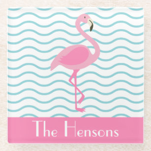 Pink Flamingo Personalised Paper Coasters