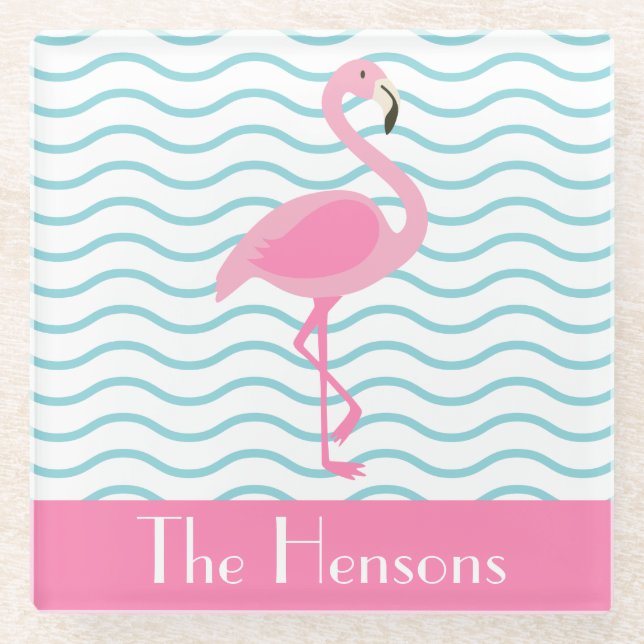Pink Flamingo Personalised Paper Coasters (Front)