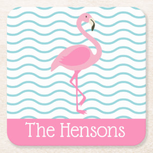 Pink Flamingo Personalised Paper Coasters