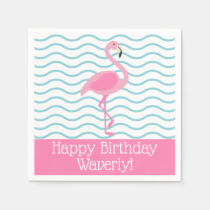 Pink Flamingo Personalised Party Napkins