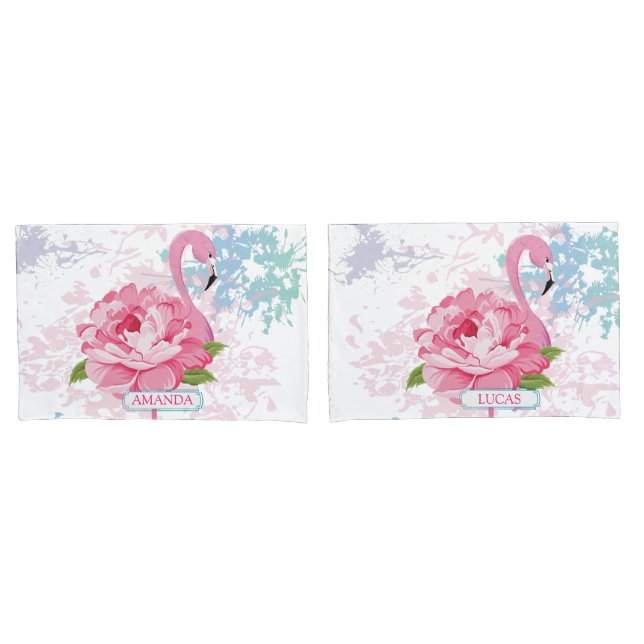 Pink flamingo Personalised Pillowcase (Front-Set)